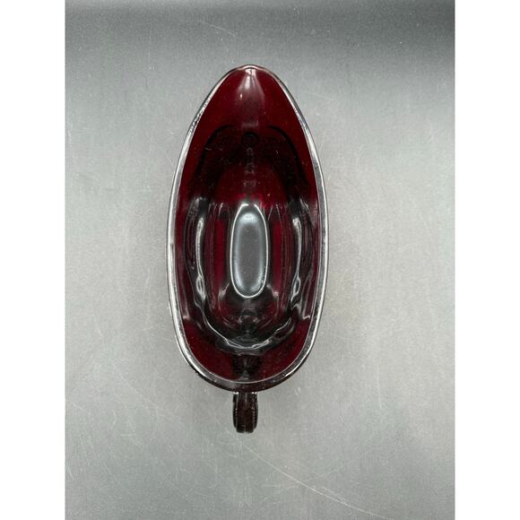 Vintage Avon 1876 Cape Cod Red Glass Footed Gravy Boat w/ Handle - Picture 7 of 8